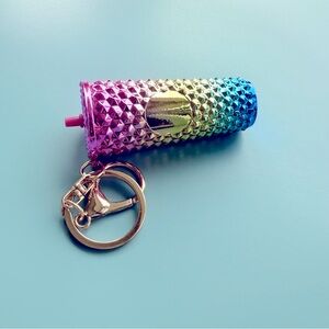 NWOT Multi-Colored Studded Tumbler Keychain / Bag Charm With Gold Accents